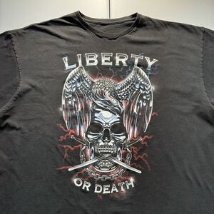 Vintage Liberty Or Death T-Shirt Men’s 3XL Black Military Army Marine Skull‎ Y2K